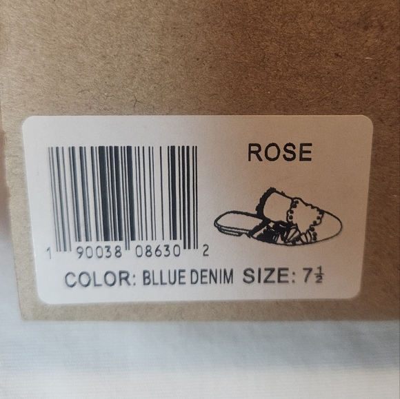 Vintage Havanah Rose Blue Denim Embroidered Floral Mules / Slides 7.5 NWT RARE - Picture 7 of 7